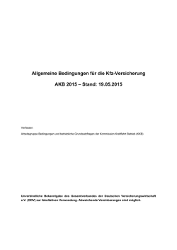 Allgemeine Bedingungen f&uuml;r die Kfz-Versicherung AKB 2015