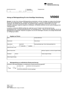 Antrag auf Beitragszahlung f&uuml;r eine freiwillige Versicherung
