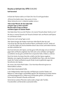 Drascha zu Sch`lach l`cha 5775 (13.06.2015)