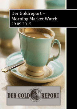 Der Goldreport – Morning Market Watch