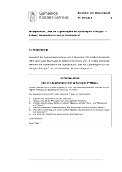 Bericht an den Gemeinderat Nr. 19/2015 1 - Klosters