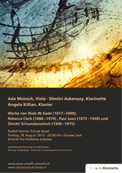 Ada Meinich, Viola · Dimitri Askenazy, Klarinette Angela Killian, Klavier