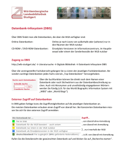 Einf&uuml;hrung in das Datenbank-Infosystem (DBIS) und die E