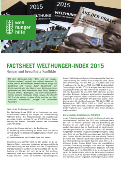 Faktenblatt Welthunger-Index 2015