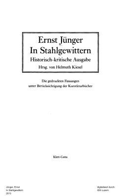 Ernst Jünger In Stahlgewittern