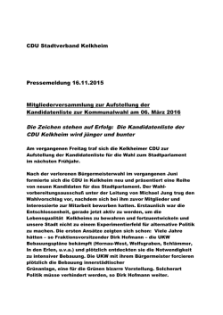 Die Zeichen stehen auf Erfolg: Die Kandidatenliste