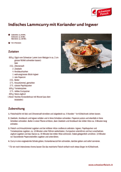 Indisches Lammcurry mit Koriander und Ingwer