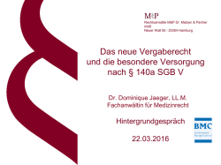 Dr. Dominique Jaeger: Das neue Vergaberecht und die besondere