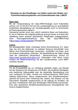 Hinweise an den Empf&auml;nger von Daten des LANUV aufgrund einer