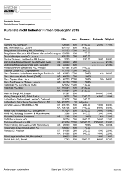 Kursliste nicht kotierter Firmen Steuerjahr 2015