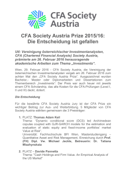CFA Society Austria Prize 2015/16: Die Entscheidung ist gefallen Utl