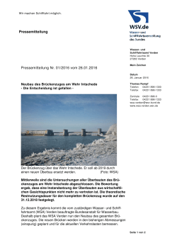 Neubau des Brückenzuges am Wehr Intschede - Wasser
