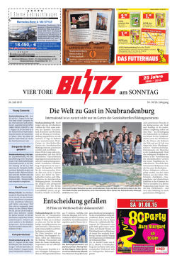 Entscheidung gefallen Die Welt zu Gast in Neubrandenburg
