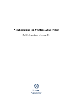 Nobelvorlesung von Swetlana Alexijewitsch
