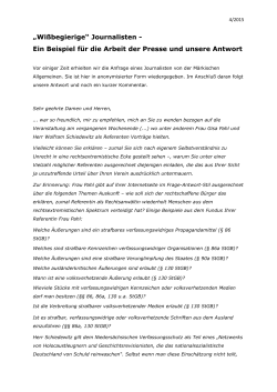 Ein Beispiel f&uuml;r die Arbeit der Presse und unsere Antwort