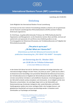 International Bankers Forum (IBF) Luxembourg Einladung