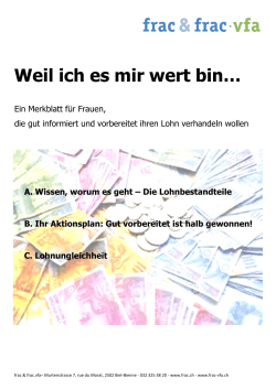 Lohn-Merkblatt "Weil ich es mir wert bin...".