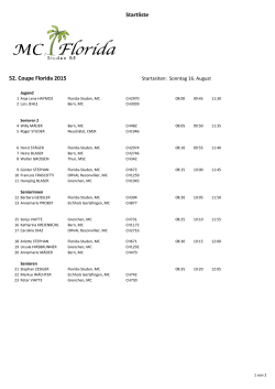 Startliste 52. Coupe Florida 2015