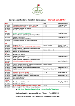 Spielplan 2016 - Golf