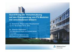 Verschmutzung und Energieertrag - verschiedene Gläser