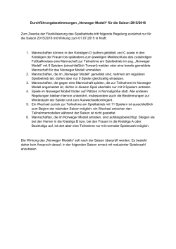 Durchf&uuml;hrungsbestimmungen &bdquo;Norweger Modell&ldquo; f&uuml;r die Saison