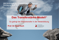 Vortrag Prof. Dr. Koch Transferstaerke
