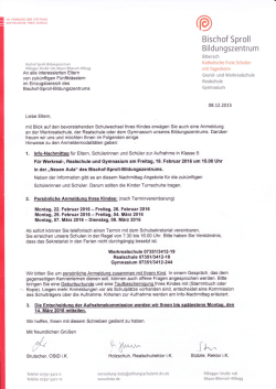 Information Anmeldung Klasse 5 Werkrealschule, Realschule