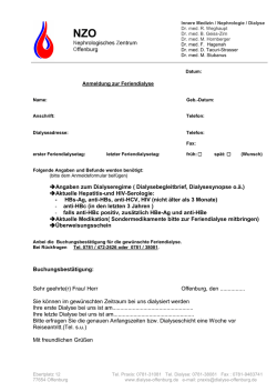 Anmeldung Feriendialyse - Nephrologisches Zentrum Offenburg