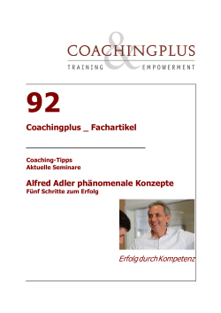 Coachingplus _ Fachartikel Alfred Adler phänomenale Konzepte