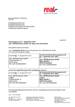 Juli 2015 Sitzverlegung zum 1. September 2015 real,