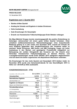 Ergebnisse zum 3. Quartal 2015 - Mayr