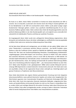 HEINER M&Uuml;LLER, IKONE WEST Das dramatische Werk Heiner