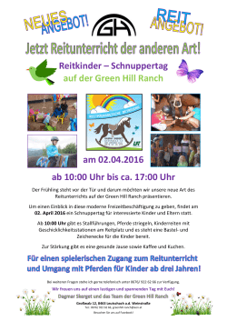 Reitkinder &ndash; Schnuppertag auf der Green Hill Ranch am 02.04.2016