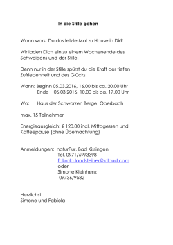 In die Stille gehen, M&auml;rz 2016