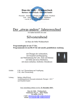 Jahreswechsel - Haus der Stille