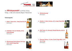 Ihre Whiskyauswahl zum Whisky-Tasting Freitag, 11. M&auml;rz 2016