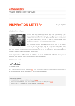 Inspiration Letter 11 | 2015 Inspiration Letter 11 | 2015 Loslassen!