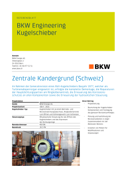BKW Engineering Kugelschieber Zentrale Kandergrund (Schweiz)