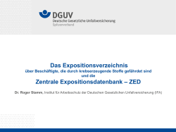Das Expositionsverzeichnis Zentrale Expositionsdatenbank – ZED