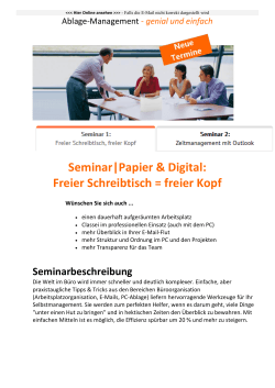 Seminar|Papier & Digital: Freier Schreibtisch = freier Kopf
