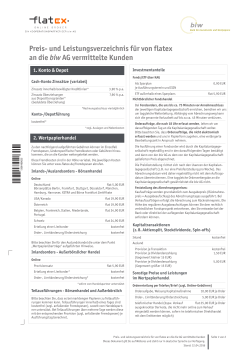 Preis- und Leistungsverzeichnis für von flatex an die biw AG