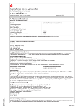 Informationen f&uuml;r den Verbraucher &ndash; Vorfreude-Konto