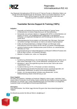 Teamleiter Service Support & Training (100%)