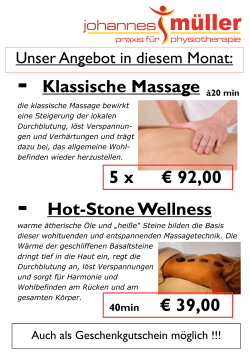 - Klassische Massage à20 min 5 x € 92,00 - Hot