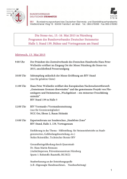 Die Stone+tec, 13.-16. Mai 2015 in N&uuml;rnberg Programm des