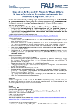Ilse und Dr. Alexander Mayer-Stiftung Reisekostenstipendien 2016