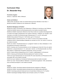 Curriculum Vitae Dr. Alexander Krey - Fachbereich 01