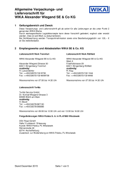 Allgemeine Verpackungs- und Liefervorschrift für WIKA Alexander