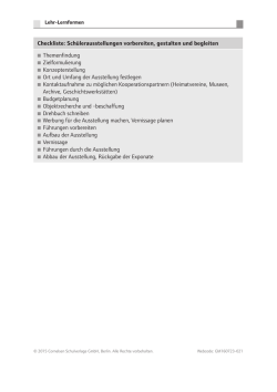 Checkliste: Schülerausstellungen vorbereiten, gestalten und