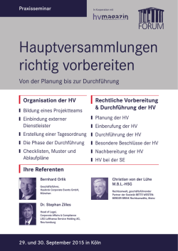 Hauptversammlungen richtig vorbereiten